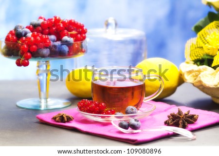 red fruits tea with berry fruits