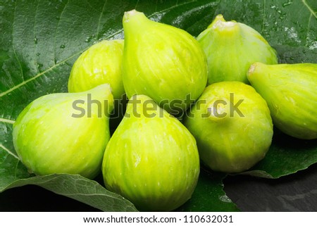 ripe figs over fig leaf