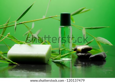 bamboo essential oil and bar of soap