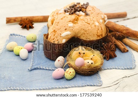 easter dove with colorful easter eggs