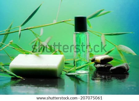 bamboo essential oil and bar of soap