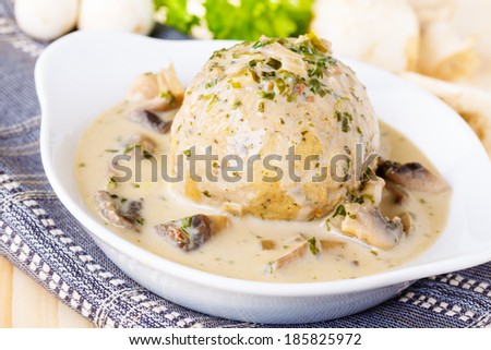 Similar – Image, Stock Photo Dumplings with mushroom sauce