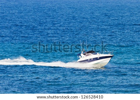 Closeup of a fast boat on the sea