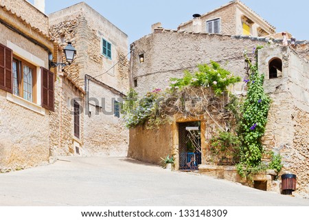 Detail of a typical spanish house in a small village in sunlight
