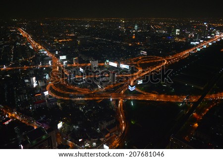 BANGKOK, THAILAND - MARCH 29: Landscape of Bangkok city from Baiyoke II tower on March 29, 2014 in Bangkok, Thailand.
