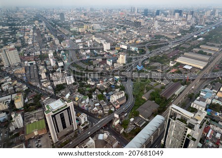 BANGKOK, THAILAND - MARCH 29: Landscape of Bangkok city from Baiyoke II tower on March 29, 2014 in Bangkok, Thailand.