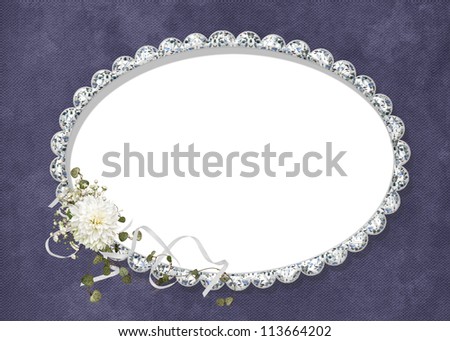 dahlia bouquet on a diamond oval frame