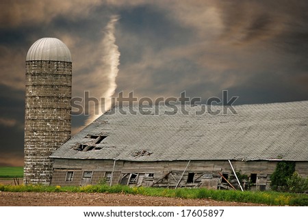 barn against western sky