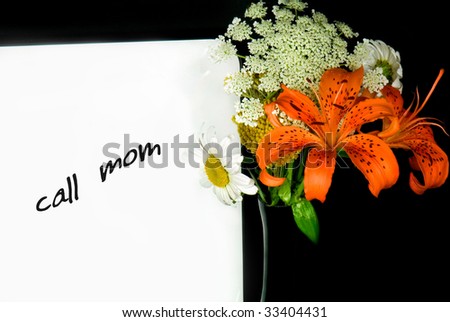 dry erase board message with flower bouquet