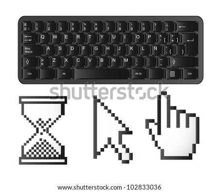 black keyboard with cursors isolated over white background. vector