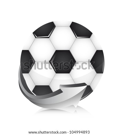 soccer ball with arrow over white background. vector