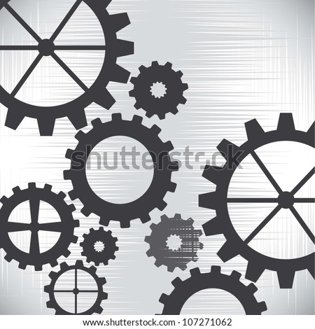 gray gears over silver background. vector illustration