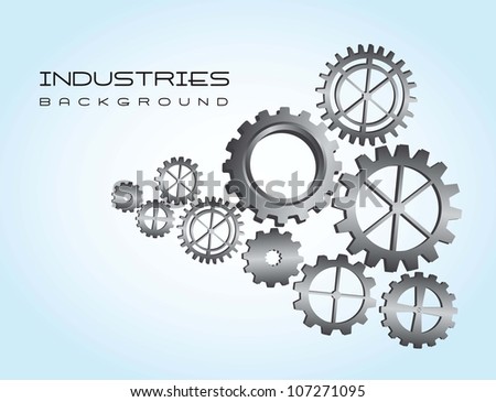 silver gears over blue background. vector illustration