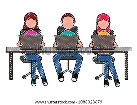 people group sitting working laptop