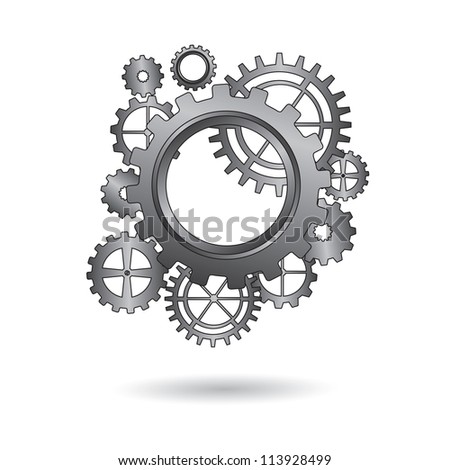 group of gears united over white background vector illustration