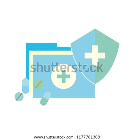 medical folder and pills shield protection