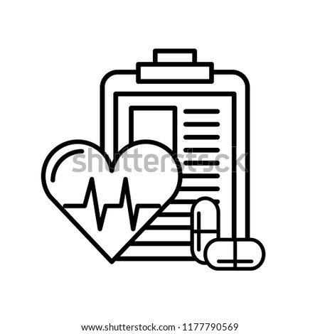 clipboard medical report heart rate and pills