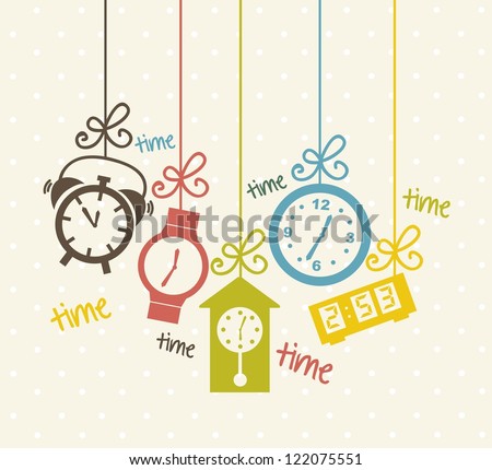 clock icons over beige background. vector illustration