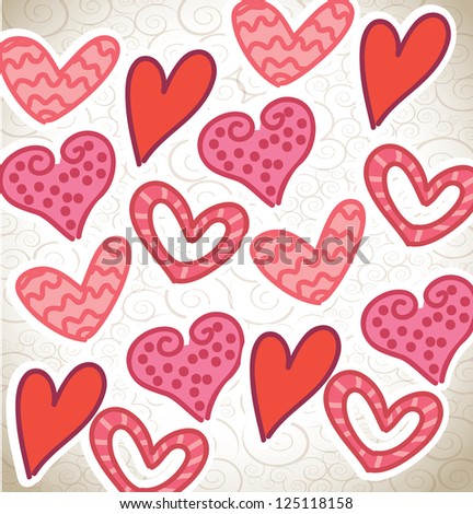 Love Background With Pink And Red Hearts Vector Illustration ...