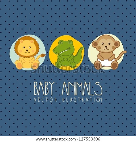 baby shower card with baby animals. vector illustration