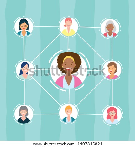 diversity woman connection women vector illustration design