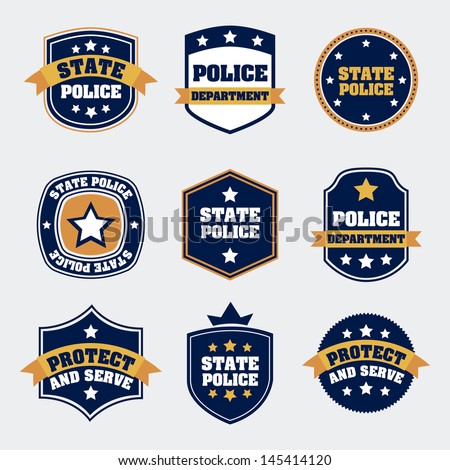 police seals over white background vector illustration