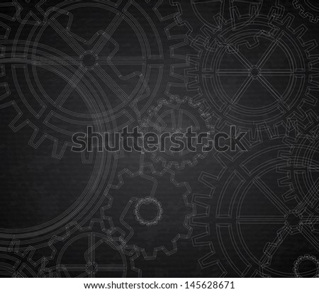 gears pattern over black background. Vector Illustration