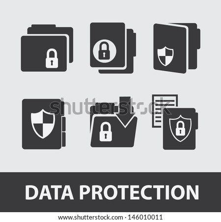 data protection icons over gray background vector illustration 