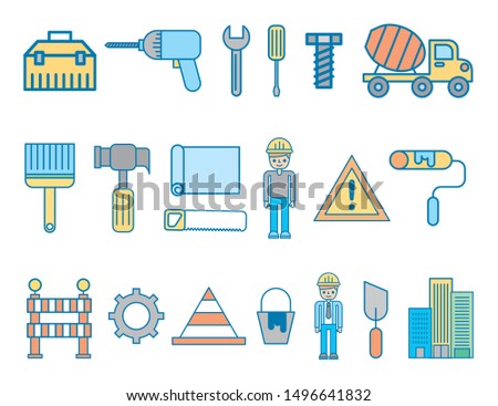 bundle of construction set icons vector illustration design