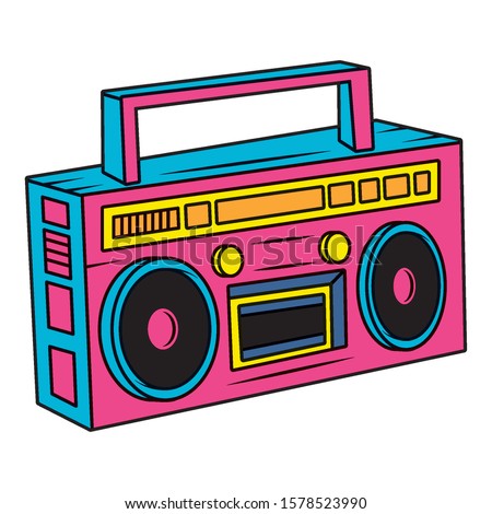 retro radio music player pop art style vector illustration design
