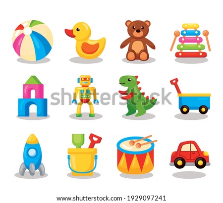 twelve kids toys set icons Сток-фото © 