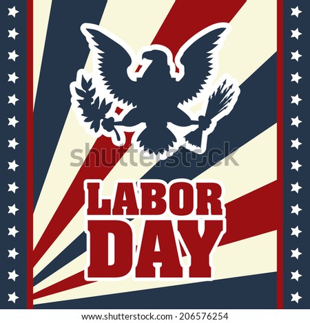 labor day over flag  background vector illustration