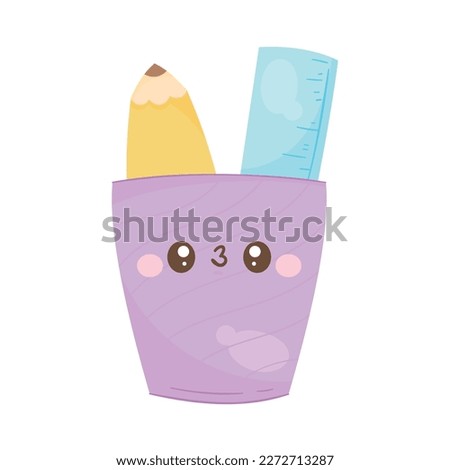 pencil holder kawaii comic character