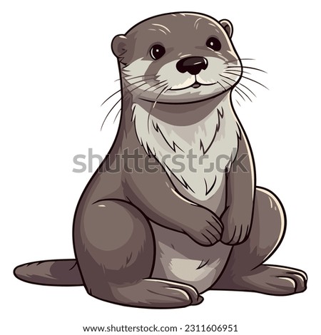 Cute otter sitting illustration isolated