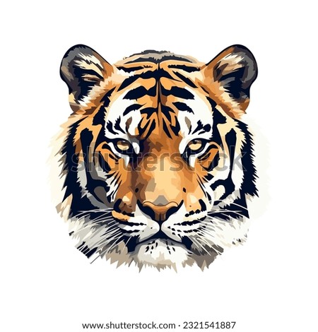 Majestic Bengal tiger over white
