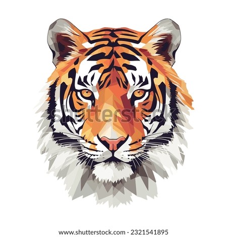 Bengal tiger face over white