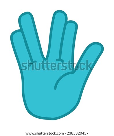 vulcan salute in blue hand vector isolated