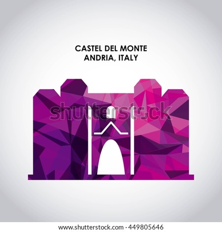 Italy culture concept represented by castel del monte icon. Colorfull and Polygonal illustration. 