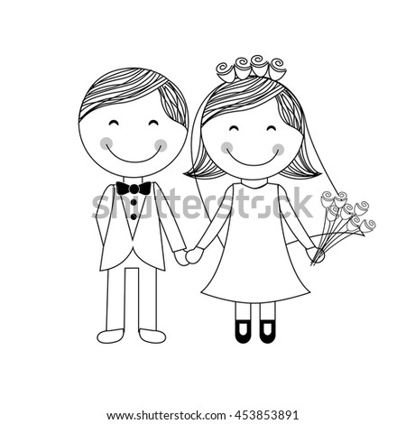 Cartoon Wedding Couple Illustration Stock Photo 105728930 Avopixcom