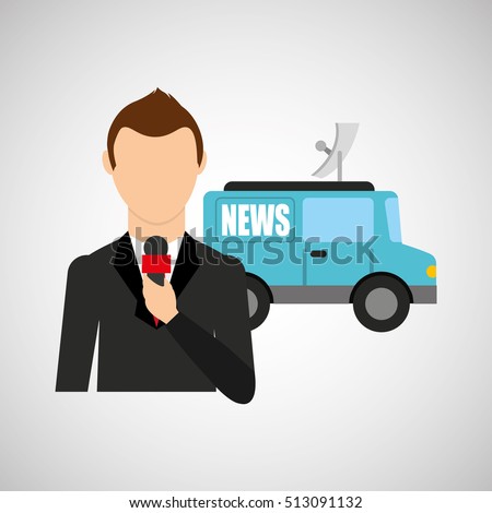 reporter man truck news design vector illustration eps 10