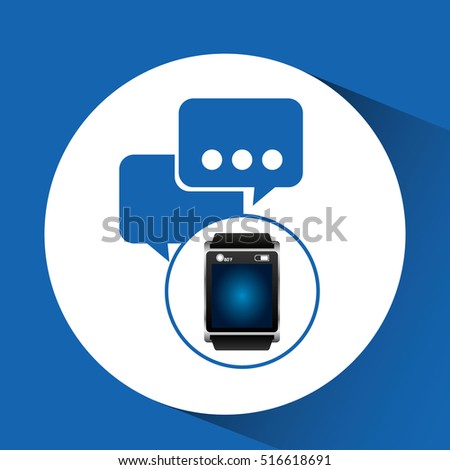 smart watch blue screen bubble speech icon media vector illustration eps 10