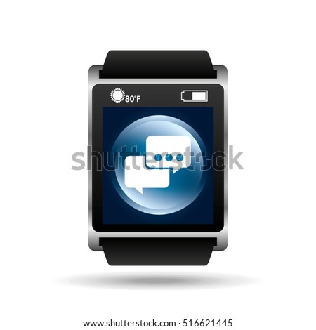 smart watch blue screen bubble speech icon media vector illustration eps 10