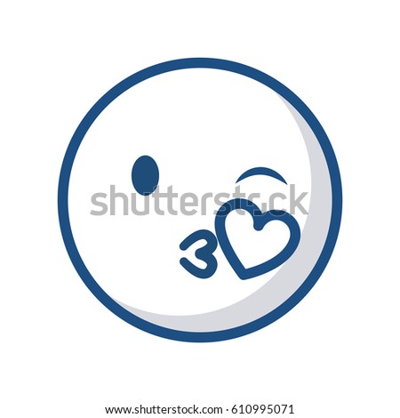 emoticon face blowing a kiss icon over white background. vector illustration