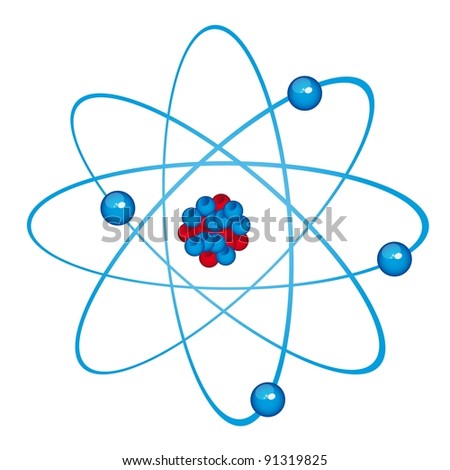 Blue Atom Isolated Over White Background. Vector Illustration ...