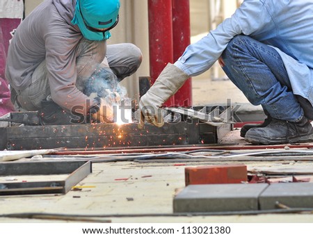 welder in construction site