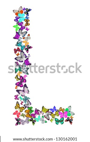 Butterfly Font In White. Letter L Stock Photo 130162001 : Shutterstock