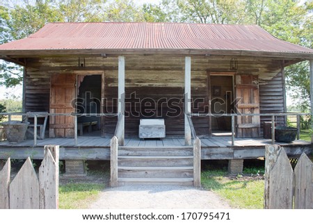 an old slave cabin on a plantation in Louisiana