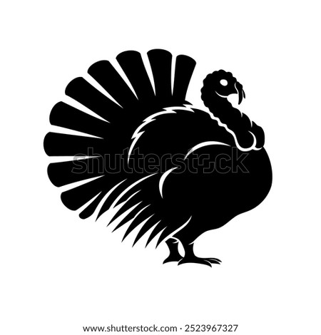 Monochrome turkey bird icon on white background.