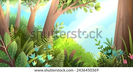 Similar – Image, Stock Photo Fern leaves in woods on sunny day