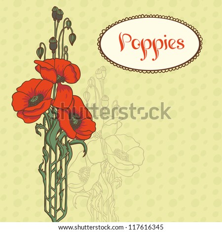 Illustration with three red poppies and title in old style.